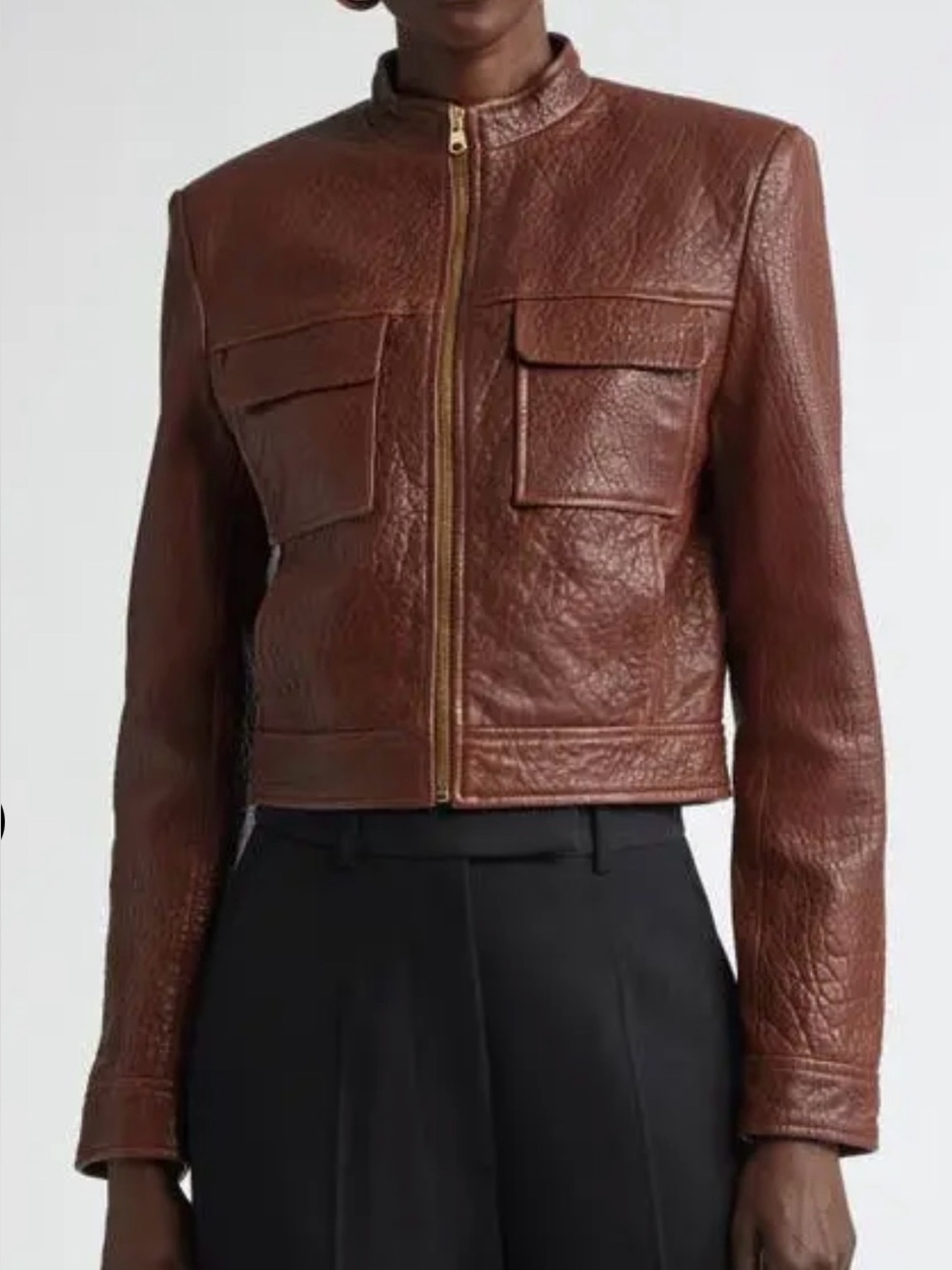 St. John Vintage Edge Nappa Leather Jacket